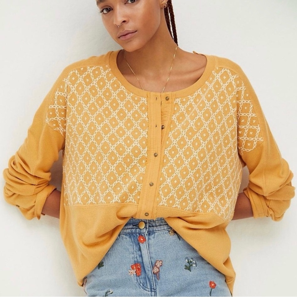Free People NWT Free Spirit Henley Top XS We the Free NEW Thumb Holes